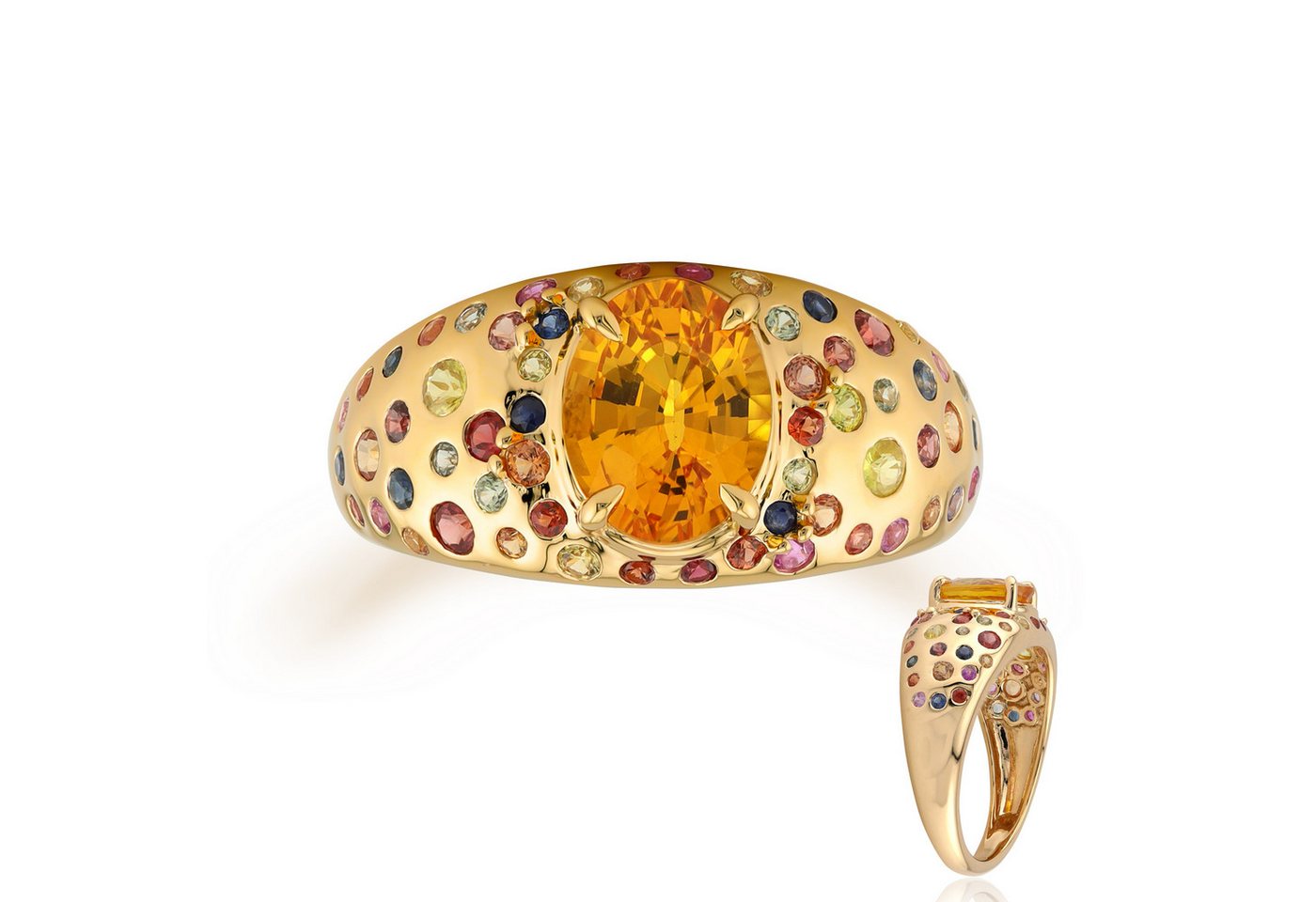 Cavill Goldring Cavill Gelbgold Ring 2,8 ct bunte Saphire ovalschnitt Damen 9K (1-tlg) von Cavill