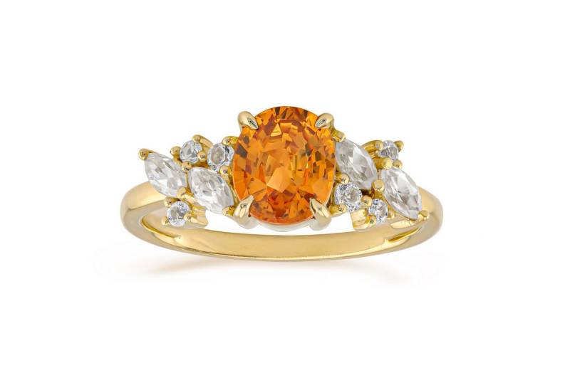 Cavill Goldring Cavill Oranger Saphir 1,378 ct Ring 9K Gelbgold mit Zirkon,Echtschmuck (1-tlg) von Cavill