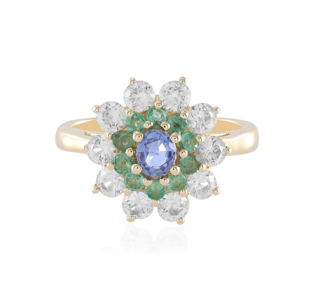 Cavill Goldring Cavill Ring Gold 9Kt mit 0,29 ct Blauem Saphir und Blumen-Design (1-tlg) von Cavill