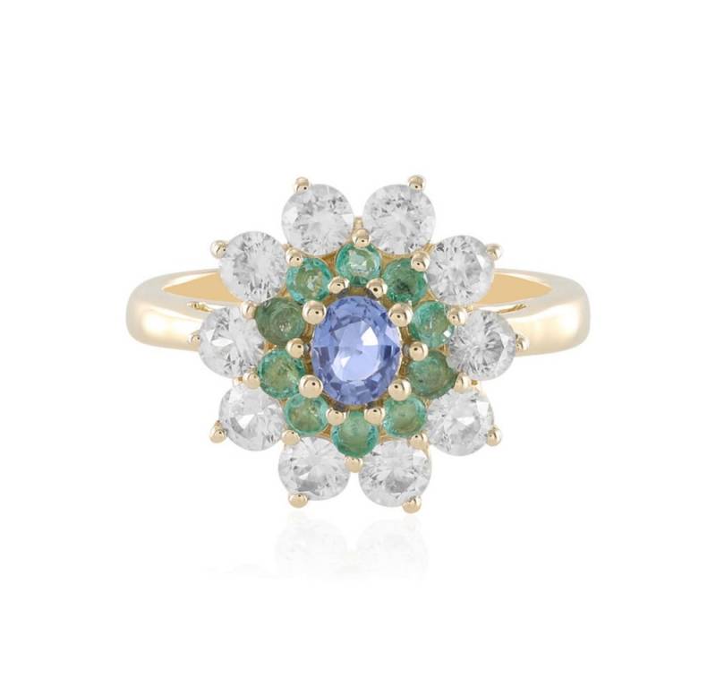 Cavill Goldring Cavill Ring Gold 9Kt mit 0,29 ct Blauem Saphir und Blumen-Design (1-tlg) von Cavill