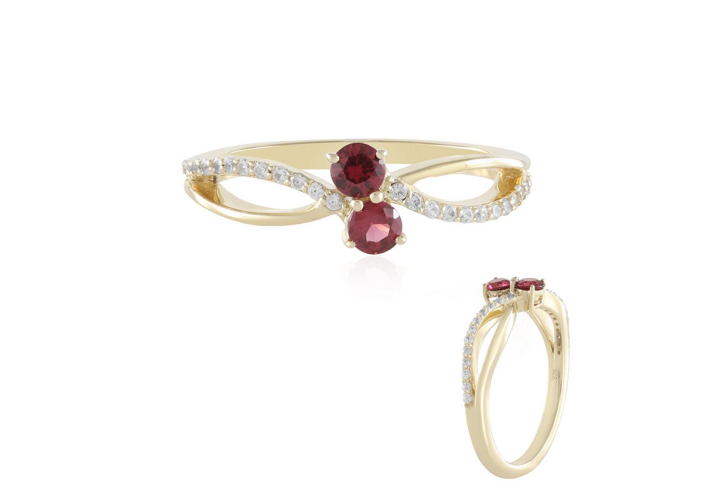 Cavill Goldring Goldring 375er Gelbgold mit rotem Spinell 0,29 ct & Zirkon (1-tlg) von Cavill