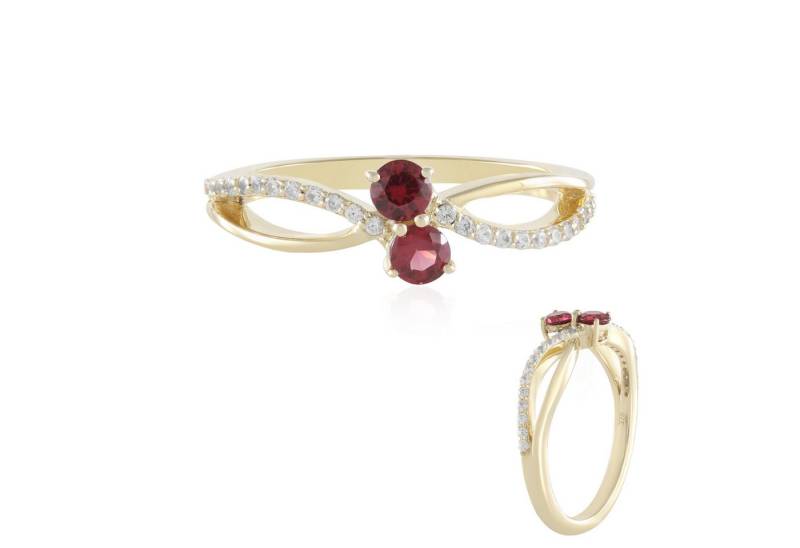 Cavill Goldring Goldring 375er Gelbgold mit rotem Spinell 0,29 ct & Zirkon (1-tlg) von Cavill