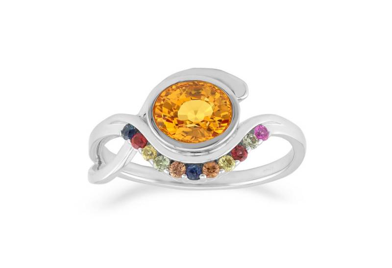 Cavill Goldring Cavill Weißgoldring 1,33 ct Oranger Ban Ka Cha Saphir Echtschmuck (1-tlg) von Cavill