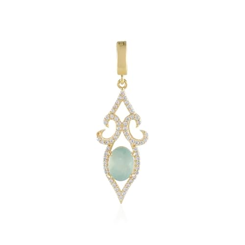 Cavill Grandidierit Anhänger 1,129 ct Ovalschliff Madagaskar, vergoldeter 925er Silberanhänger mit 58 Zirkonen 0,392 ct Rundschliff, eleganter variabler Clip, mintgrün, filigran 37x11 mm Cavill Grandidierit Anhänger 1,129 ct Ovalschliff Madagaskar, vergoldeter 925er Silberanhänger mit 58 Zirkonen 0,392 ct Rundschliff, eleganter variabler Clip, mintgrün, filigran 37x11 mm von Cavill