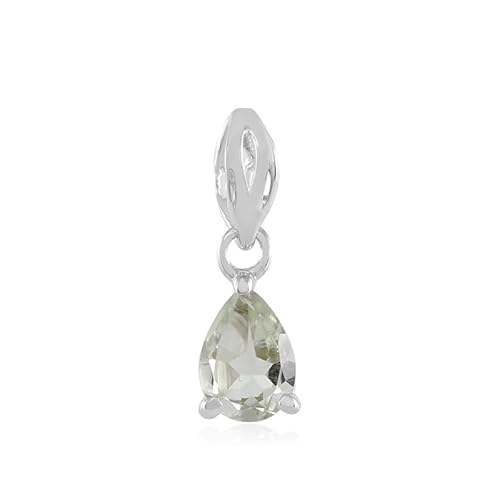 Cavill Grüner Amethyst Anhänger 0,55 ct in Tropfenschliff Eleganter 925er Sterling Silber Tropfen Design Moderner Schmuck Brasilien Frischer Grünton 16x5 mm von Cavill