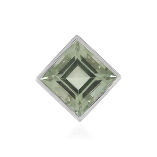 Cavill Grüner Amethyst Silberanhänger 6,478 ct Rhombus Treppenschliff Brasilien 925 Sterling Silber platiniert Moderner Schmuck elegant Grün 19x19 mm MONOSONO COLLECTION von Cavill