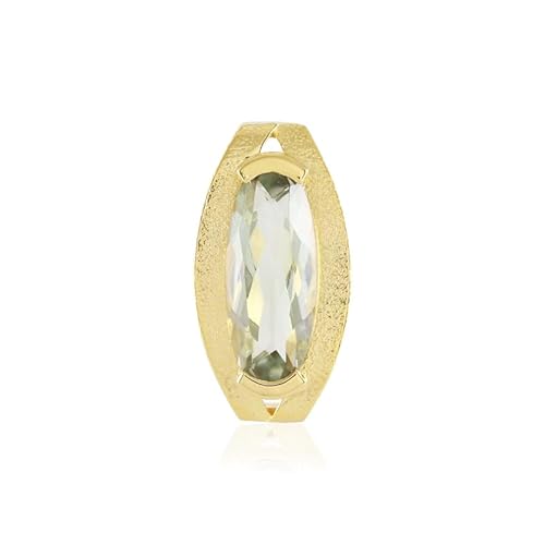 Cavill Grüner Amethyst Silberanhänger 925 Sterling Silber Vergoldet 4,05 ct Ovalschliff Brasilien Eleganter Ovaler Edelstein Anhänger MONOSONO COLLECTION 21x11 mm von Cavill