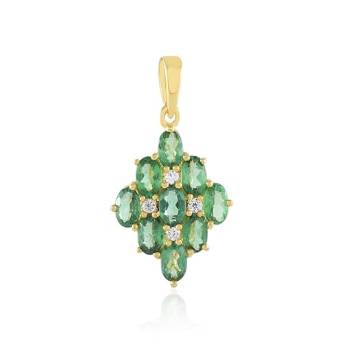 Cavill Grüner Apatit Anhänger 925er vergoldetes Sterlingsilber, 9 grüne Apatite oval 1,993 ct Madagaskar & 4 Zirkone 0,13 ct Tansania, eleganter Silberschmuck, 27x15 mm Cavill Grüner Apatit Anhänger 925er vergoldetes Sterlingsilber, 9 grüne Apatite oval 1,993 ct Madagaskar & 4 Zirkone 0,13 ct Tansania, eleganter Silberschmuck, 27x15 mm von Cavill
