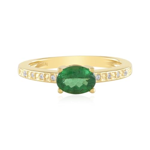 Cavill Grüner Apatit Ring 0,67 ct Ovalschliff in vergoldetem 925 Sterling Silber mit funkelnden Zirkonen aus Tansania eleganter Ovalschnitt Silberring von Cavill