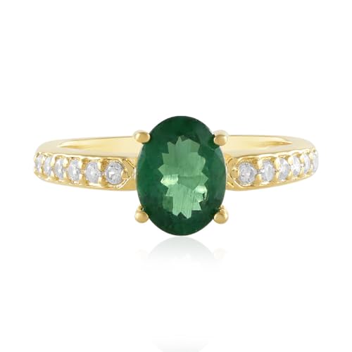 Cavill Grüner Apatit Ring – Apatit Silberring Damen, 1,108 ct Ovalschliff Madagaskar, vergoldetes 925 Silber mit Zirkon Akzenten, eleganter grüner Edelstein Schmuck von Cavill
