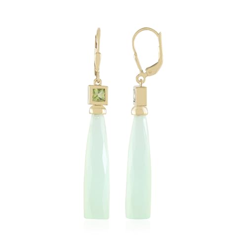Cavill Grüner Chalzedon Ohrringe 22,41 ct, Peridot 0,81 ct in vergoldetem 925er Sterling Silber, Elegante Tropfen-Ohrringe mit Fancy- & Prinzess-Schliff, Mintgrün von Cavill