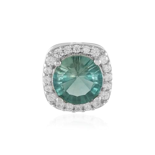 Cavill Grüner Fluorit Anhänger 2,313 ct mit 925er Sterling Silber, elegant runder konkaver Schliff, besetzt mit funkelnden tansanischen Zirkonen, moderner Silberanhänger 11x11 mm Cavill Grüner Fluorit Anhänger 2,313 ct mit 925er Sterling Silber, elegant runder konkaver Schliff, besetzt mit funkelnden tansanischen Zirkonen, moderner Silberanhänger 11x11 mm von Cavill