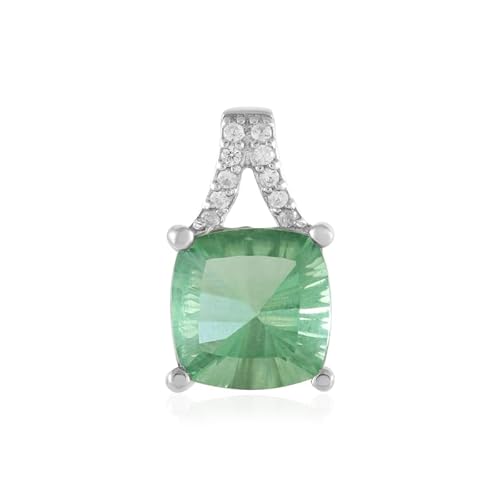 Cavill Grüner Fluorit Anhänger 2,449 ct im Antiker Kissen-Konkavschliff, Silberanhänger 925er Sterling platiniert mit funkelnden Zirkon 0,067 ct, eleganter Fluorit Schmuck 15x8 mm Cavill Grüner Fluorit Anhänger 2,449 ct im Antiker Kissen-Konkavschliff, Silberanhänger 925er Sterling platiniert mit funkelnden Zirkon 0,067 ct, eleganter Fluorit Schmuck 15x8 mm von Cavill