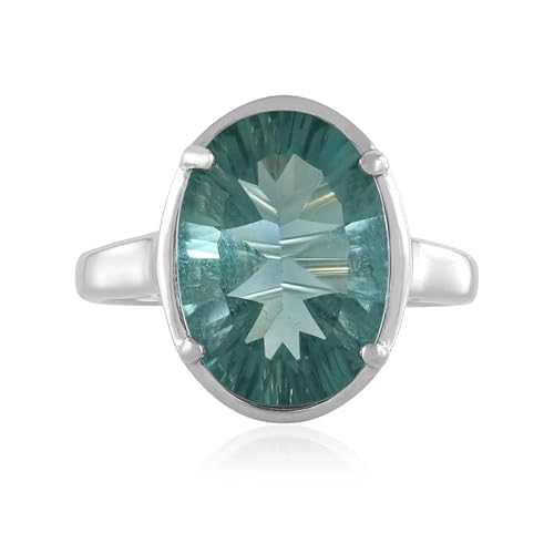 Cavill Grüner Fluorit Ring 5,688 ct Ovaler Konkavschliff Platinierter 925 Sterling Silber Moderner Eleganter Damenring mit aquafarbenem Funkeln und einzigartigem Design Cavill Grüner Fluorit Ring 5,688 ct Ovaler Konkavschliff Platinierter 925 Sterling Silber Moderner Eleganter Damenring mit aquafarbenem Funkeln und einzigartigem Design von Cavill