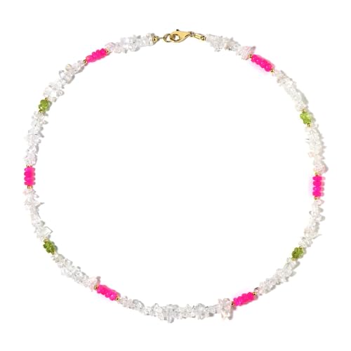 Cavill Halskette 45 cm 925 Sterling Silber vergoldet mit weißem Quarz, Pink Opal & Peridot – modernes, farbenfrohes Edelstein Collier in elegantem Design für Damen Cavill Halskette 45 cm 925 Sterling Silber vergoldet mit weißem Quarz, Pink Opal & Peridot – modernes, farbenfrohes Edelstein Collier in elegantem Design für Damen von Cavill