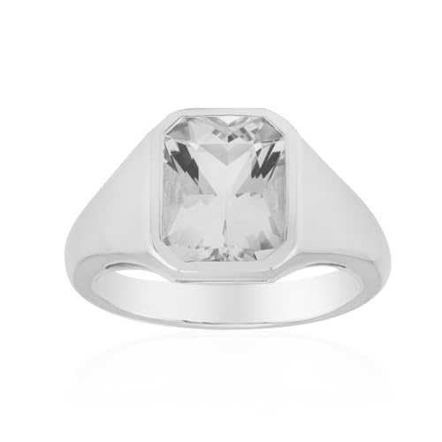 Cavill Herkimer Quarz Ring 1,53 ct in 925 Sterling Silber mit funkelndem Oktagon-Radiantschliff, moderner eleganter Silberring aus USA, Schmuck für Damen, Größen 17-20 von Cavill