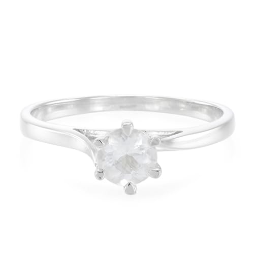 Cavill Himalaya Beryll Ring Damen 925 Sterling Silber, 0,41 ct Rundschliff Edelstein aus Indien, eleganter Silberring mit schlichter Prong-Fassung, Größe 17, modern und zeitlos von Cavill