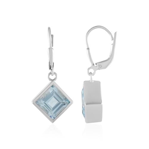 Cavill Himmelblauer Topas Ohrringe 5,314 ct Platinierte 925er Sterling Silber Ohrstecker Quadratisch Modern Elegant Monosono Collection Schmuck für Damen von Cavill