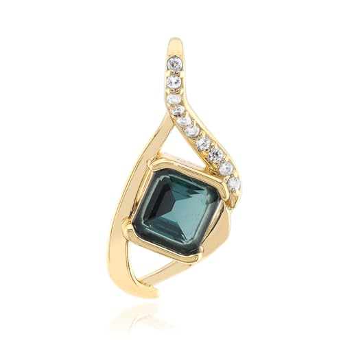 Cavill Indigolith Silberanhänger mit 0,646 ct Oktagon-Treppenschliff, 10 Zirkone, 925er vergoldetes Sterling Silber, moderner eleganter grün-goldener Schmuck Anhänger 18x8 mm von Cavill
