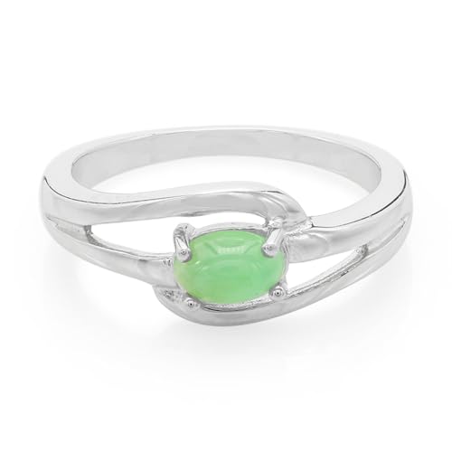 Cavill Kaiserlicher Chrysopras Ring Silber 925 Sterling, Ovaler Chrysopras Cabochon 0,42ct aus Australien, Modern Eleganter Damenring mit geschwungenem Design, Grün von Cavill