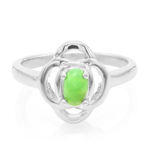 Cavill Kaiserlicher Chrysopras Ring in 925 Sterling Silber, 0,4 ct Ovaler grüner Cabochon aus Australien, eleganter Unisex Schmuck mit modernem Design von Cavill