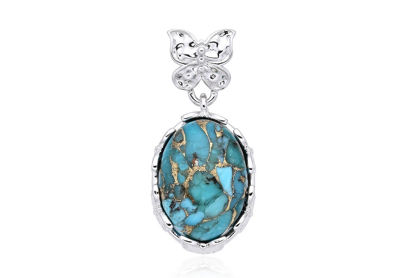Cavill Kettenanhänger Cavill Türkisanhänger Silber 925 mit 9,75 ct Türkis und Schmetterling (1-tlg) von Cavill