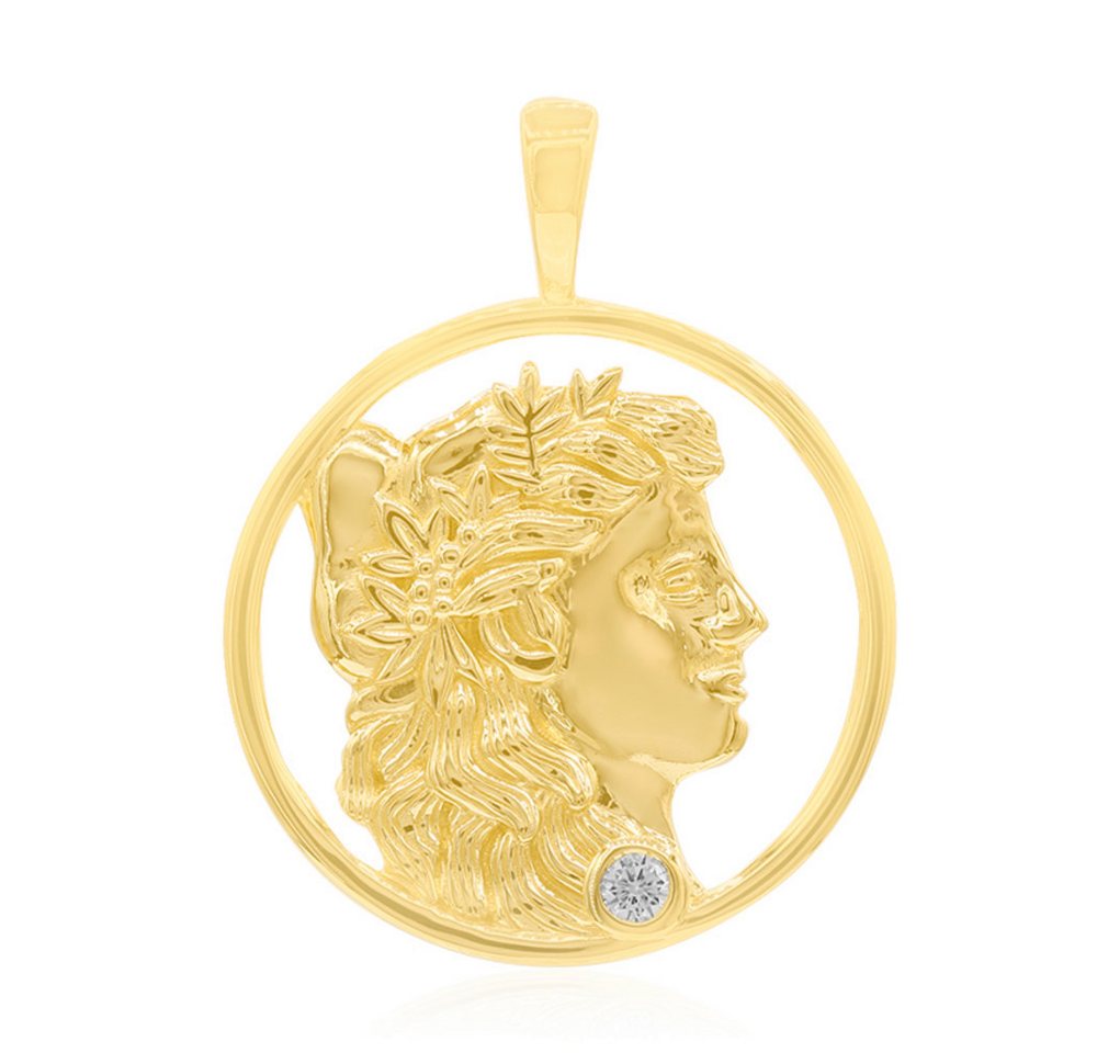 Cavill Kettenanhänger Cavill Zirkon Anhänger 0,08 ct Goldplattiert 925 Silber Relief (1-tlg) von Cavill