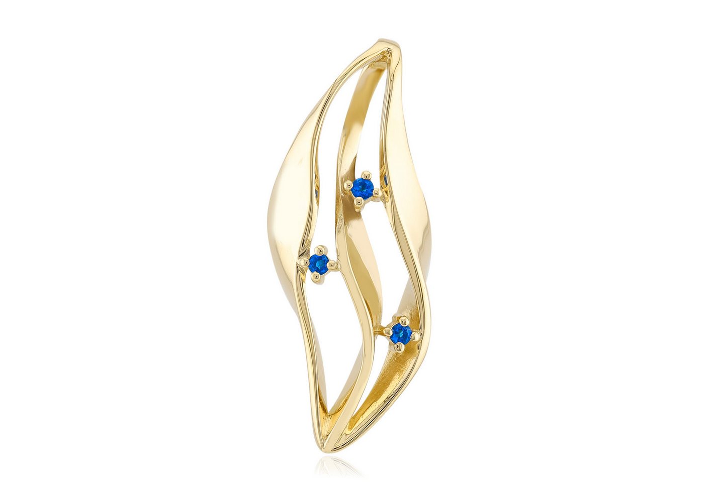 Cavill Kettenanhänger Haüyn Goldanhänger 375 Gelbgold, 0,023 ct Blaue Edelsteine, 25x10 mm (1-tlg) von Cavill