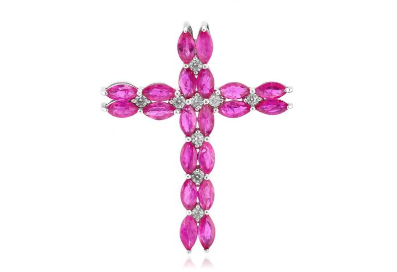 Cavill Kettenanhänger Cavill Rubin Kreuzanhänger 3,46 ct, 925er Silber plattiert Damen (1-tlg) von Cavill