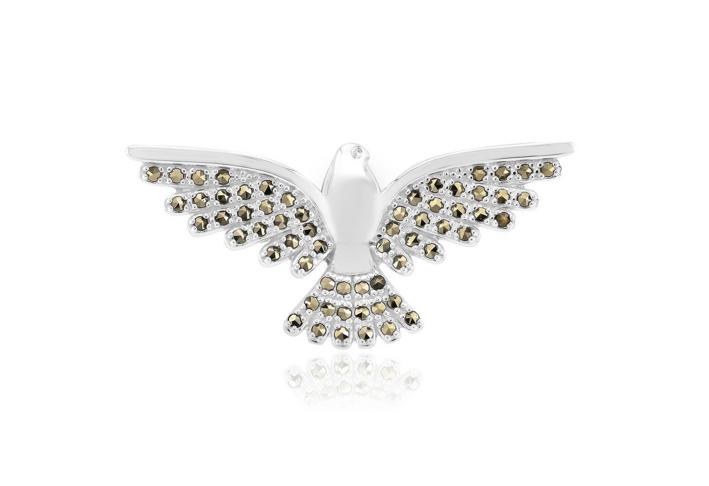 Cavill Kettenanhänger Markasit Silberanhänger 925 Sterling, Pavé Vogel, 0,43 ct, 16x35 mm (1-tlg) von Cavill