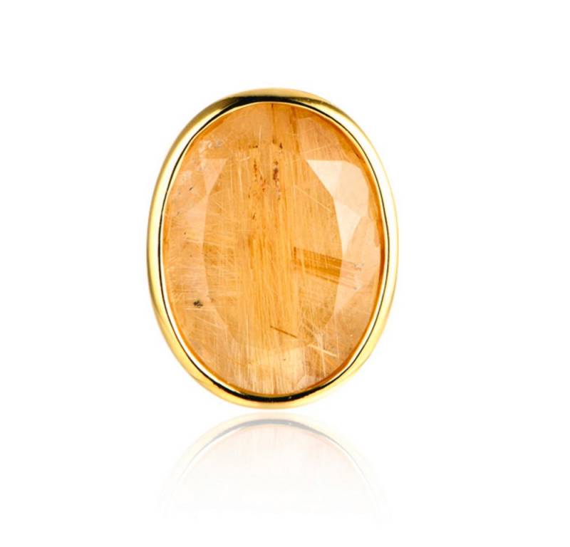 Cavill Kettenanhänger Rutilquarz Anhänger 7,9 ct Ovalschliff, 925 Silber vergoldet (1-tlg) von Cavill