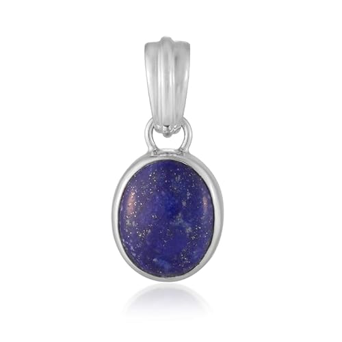 Cavill Lapislazuli Anhänger 5,8 ct Ovaler Cabochon aus Afghanistan 925 Sterling Silber, Eleganter Schmuck mit Blau und Goldfarben, Moderner Edelstein Silberanhänger von Cavill