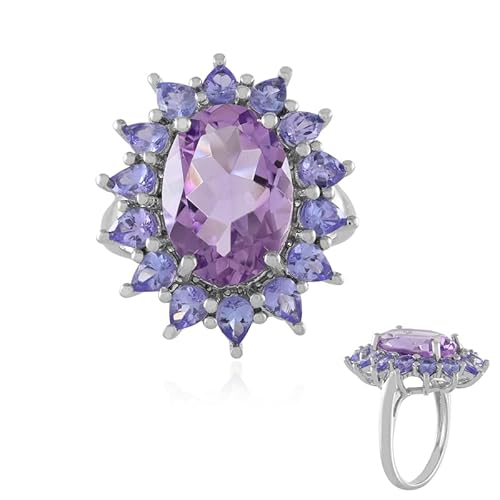 Cavill Lavendel-Amethyst-Ring 925 Silber platinierter, eleganter Ovalschliff 4,72 ct mit Tansaniten Tropfenschliff Schmuck in Lila 6,845 ct Gesamtkarat Cavill Lavendel-Amethyst-Ring 925 Silber platinierter, eleganter Ovalschliff 4,72 ct mit Tansaniten Tropfenschliff Schmuck in Lila 6,845 ct Gesamtkarat von Cavill