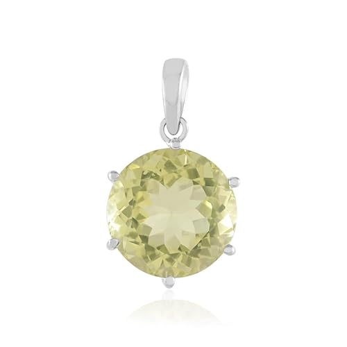 Cavill Limonenquarz Anhänger 12,32 ct Rundschliff aus Brasilien, 925er Sterling Silber platiniert, moderner runder Quarz Schmuck, elegant leuchtend gelbgrün Cavill Limonenquarz Anhänger 12,32 ct Rundschliff aus Brasilien, 925er Sterling Silber platiniert, moderner runder Quarz Schmuck, elegant leuchtend gelbgrün von Cavill