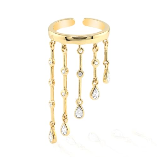 Cavill Zirkonring Sterling Silber vergoldet 0,34 ct Damenring modern elegant mit kaskadenförmigem Design und funkelndem Rundschliff Zirkon goldfarben stilvoll von Cavill