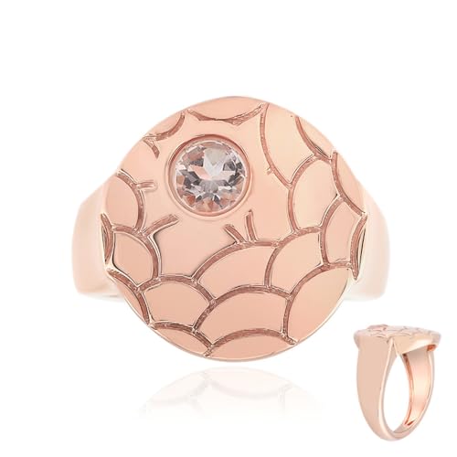 Cavill Madagaskar-Morganit Ring Silber – Roségold Ring Damen, 925er Sterling Silber rosévergoldet, 0,326ct Morganit aus Madagaskar, runder Blütenstruktur-Design MONOSONO COLLECTION von Cavill