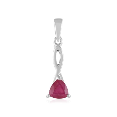 Cavill Madagaskar Rubin Anhänger 1,015 ct Trillantschliff in 925er Sterling Silber mit Rhodiumplatierung Eleganter Damen Schmuck in Rot und Silber Modernes Design von Cavill