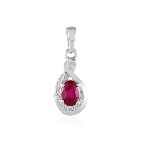 Cavill Madagaskar Rubin Anhänger 1,14 ct Ovalschliff 925 Sterling Silber mit 17 Zirkonen rundschliff - eleganter Tropfen Anhänger in silber Rot für Damen - zeitloses Design 23x9 mm Cavill Madagaskar Rubin Anhänger 1,14 ct Ovalschliff 925 Sterling Silber mit 17 Zirkonen rundschliff - eleganter Tropfen Anhänger in silber Rot für Damen - zeitloses Design 23x9 mm von Cavill