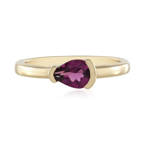 Cavill Damenring mit 0,702 ct Magenta Granat, 925 Sterling Silber, moderner Tropfen-Schliff, elegante pinkfarbene Schmuckkreation aus Mosambik, erhältlich in Größe 18-20 von Cavill