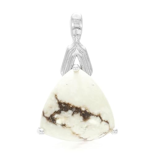 Cavill Magnesit Silberanhänger 7,76 ct Trillant Cabochon aus Brasilien in 925 Sterling Silber, modernes Design, hellweiß mit braunen Einschlüssen, eleganter Schmuckanhänger 25x16 mm Cavill Magnesit Silberanhänger 7,76 ct Trillant Cabochon aus Brasilien in 925 Sterling Silber, modernes Design, hellweiß mit braunen Einschlüssen, eleganter Schmuckanhänger 25x16 mm von Cavill