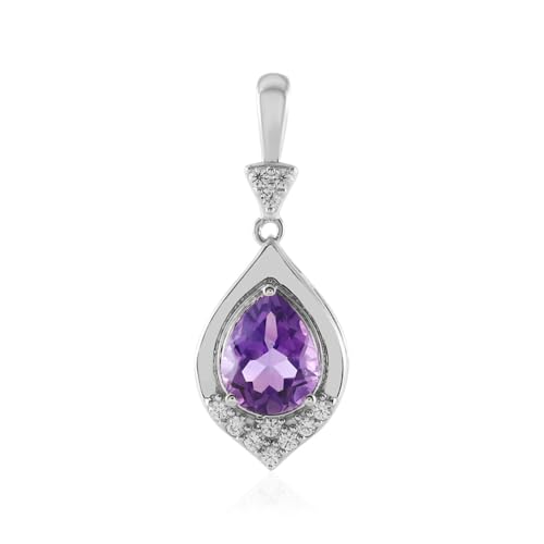 Cavill Marokkanischer Amethyst Anhänger Silber 925 Sterlingsilber Platinbeschichtet Tropfenform 1,355 ct mit 11 Zirkonen Kambodscha Eleganter Schmuck Violet 29x11 mm Cavill Marokkanischer Amethyst Anhänger Silber 925 Sterlingsilber Platinbeschichtet Tropfenform 1,355 ct mit 11 Zirkonen Kambodscha Eleganter Schmuck Violet 29x11 mm von Cavill