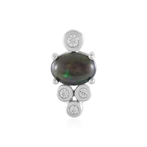 Cavill Mezezo Opal Anhänger Silber 925 Sterling mit 0,419 ct ovalem äthiopischem Opal Cabochon, Zirkon Akzente, platinierte Eleganz, moderner Schmuck 13x7 mm Cavill Mezezo Opal Anhänger Silber 925 Sterling mit 0,419 ct ovalem äthiopischem Opal Cabochon, Zirkon Akzente, platinierte Eleganz, moderner Schmuck 13x7 mm von Cavill