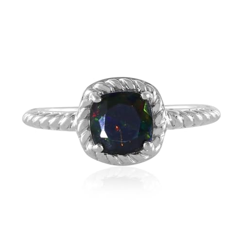 Cavill Mezezo Opal Ring Silber 925 Sterling, 0,63 ct Äthiopischer antiker Kissenschliff, eleganter moderner Schmuck mit irisierendem Farbspiel und feiner Prong-Fassung von Cavill