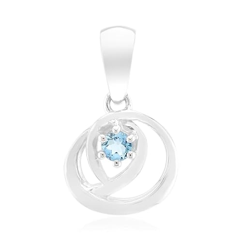 Cavill Mosambik Aquamarin 0,085 ct Rundschliff Silberanhänger aus 925 Sterling Silber, moderner Spirale Anhänger in Blau, 18x11 mm, eleganter Damenschmuck von Cavill