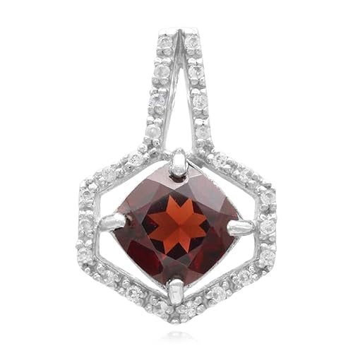Cavill Mosambik Granat Anhänger 1,64 ct Kissenschliff 925 Silber mit 24 Brillantschliff Zirkonen, modern hexagonal, roter Edelstein, elegant, 19x13 mm Cavill Mosambik Granat Anhänger 1,64 ct Kissenschliff 925 Silber mit 24 Brillantschliff Zirkonen, modern hexagonal, roter Edelstein, elegant, 19x13 mm von Cavill