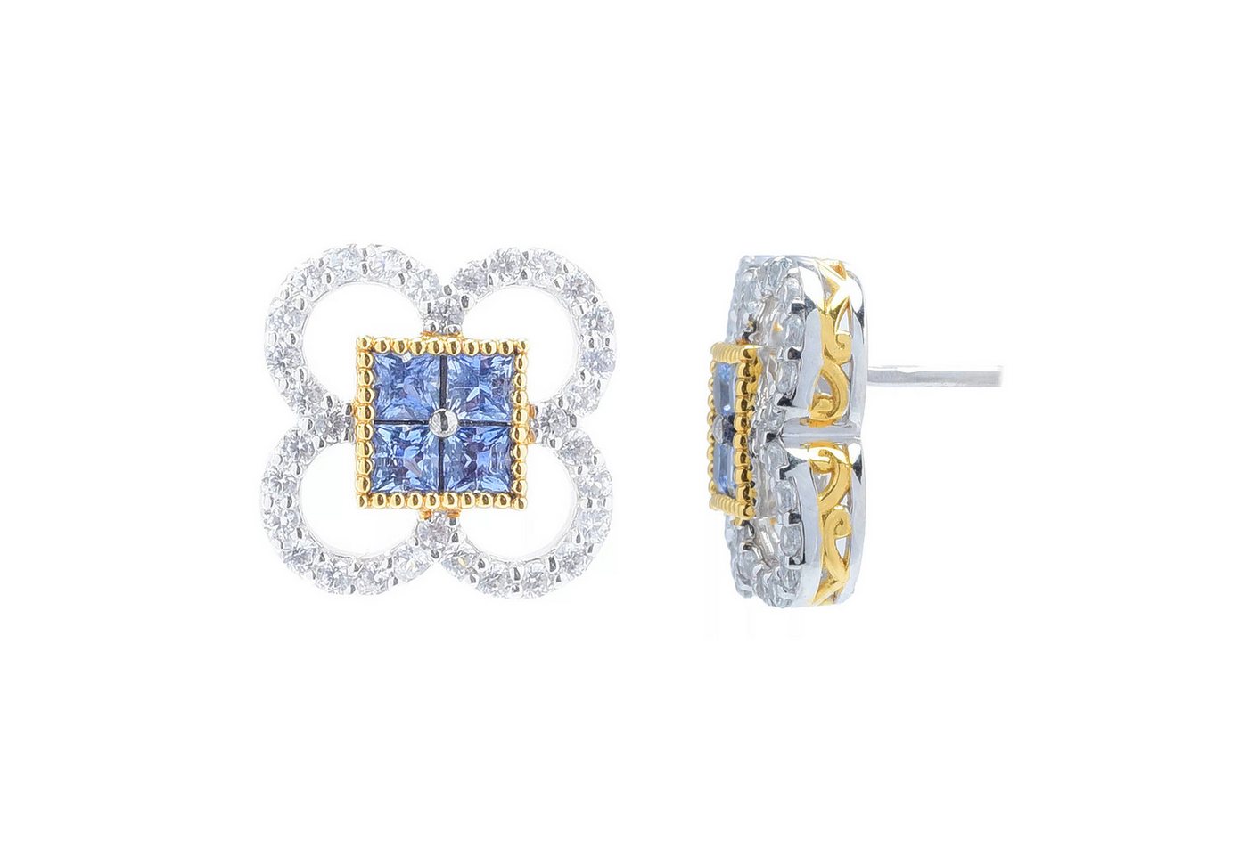 Cavill Ohrring-Set 925 Sterlingsilber Damen Ohrringe mit 2,45 ct blauen Saphiren & Zirkon (2-tlg) von Cavill