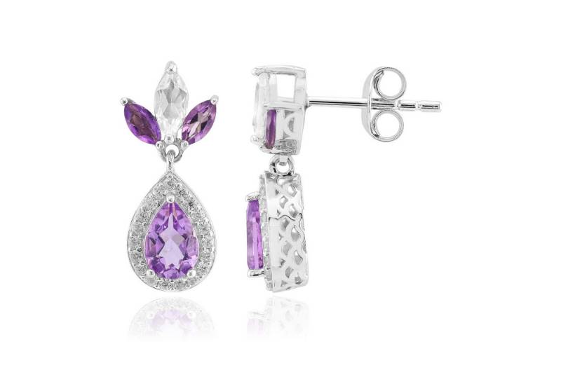 Cavill Ohrring-Set Amethyst Ohrringe Damen 925 Sterling Silber, Weiß Topas 1,48 ct (2-tlg) von Cavill