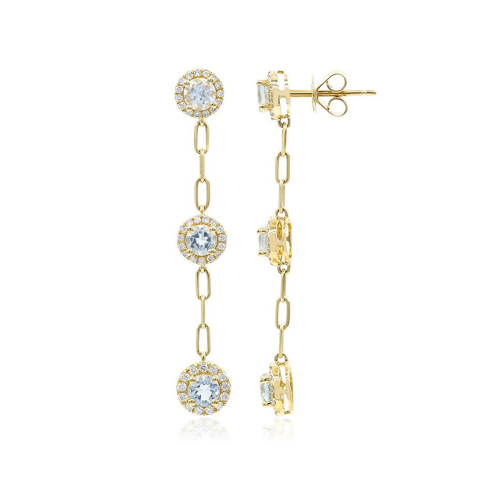 Cavill Ohrring-Set Aquamarin-Diamant-Ohrringe aus Gold, brasilianisch, 1,84 ct (2-tlg) von Cavill