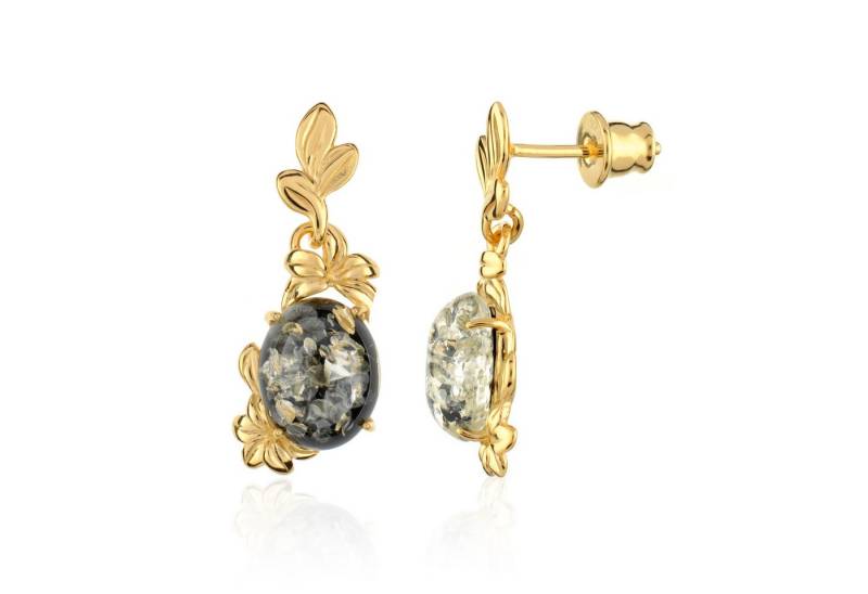 Cavill Ohrring-Set Cavill Ohrringe 2 ct grüner Bernstein, 925er Silber vergoldet, Oval (2-tlg) von Cavill