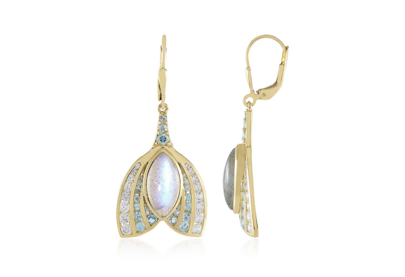 Cavill Ohrring-Set Blaue Labradorit Ohrringe, 9,69 ct, vergoldet, Sterlingsilber, Zirkon (2-tlg) von Cavill